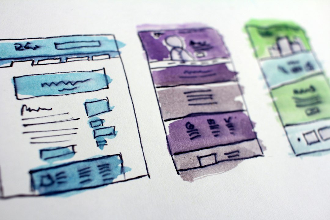 Website wireframe sketches representing website planning and strategy
